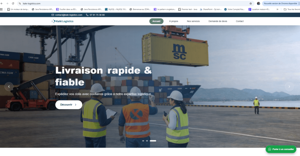 Aperçu du site Kale Logistics